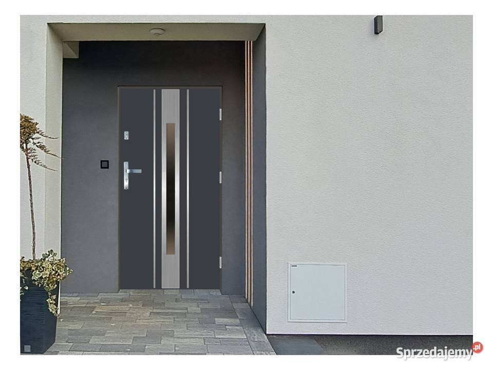 Drzwi wejściowe do domu GI26 INOX Antracyt 90 Drzwi zewnętrzne Ciemniewo