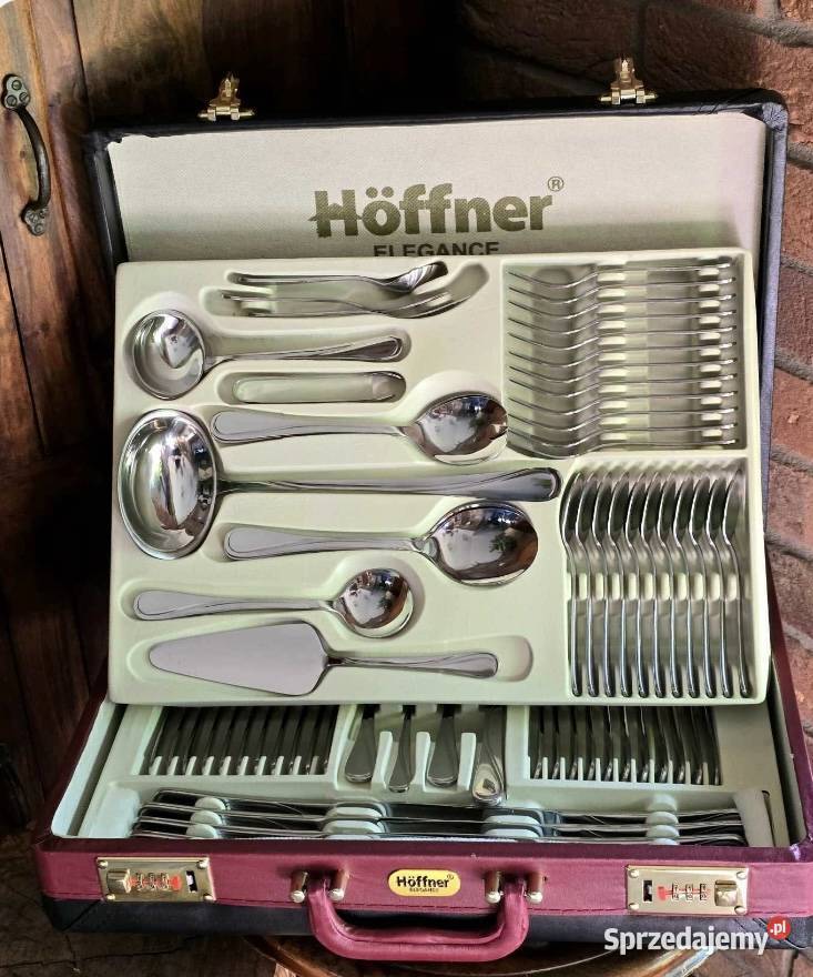 299 Walizka czarno brązowa sztućce Hoffner na 12 Sztućce