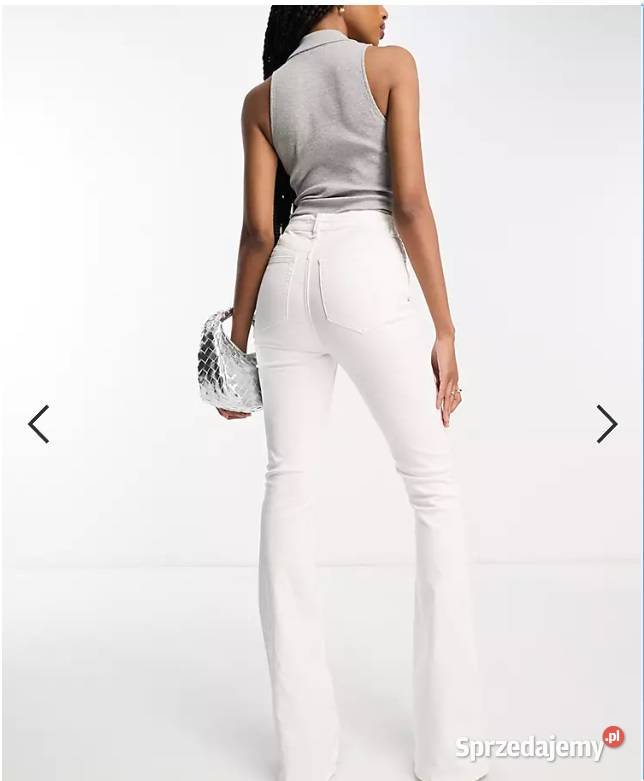 spodnie ASOS DESIGN Tall Białe elastyczne jeansy Zamość