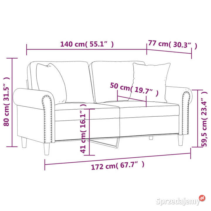 2osobowa sofa z poduszkami jasnoszara 140 mazowieckie Warszawa