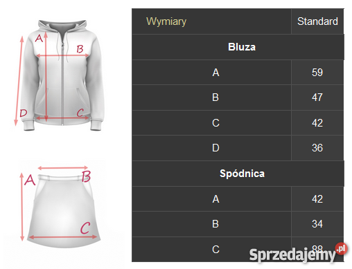 Komplet dresowy bluza ze spódnicą SakoLife 7092 Warszawa