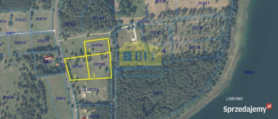 Działki inwestycyjna jeziorem Siecino Sprzedaż sprzedam