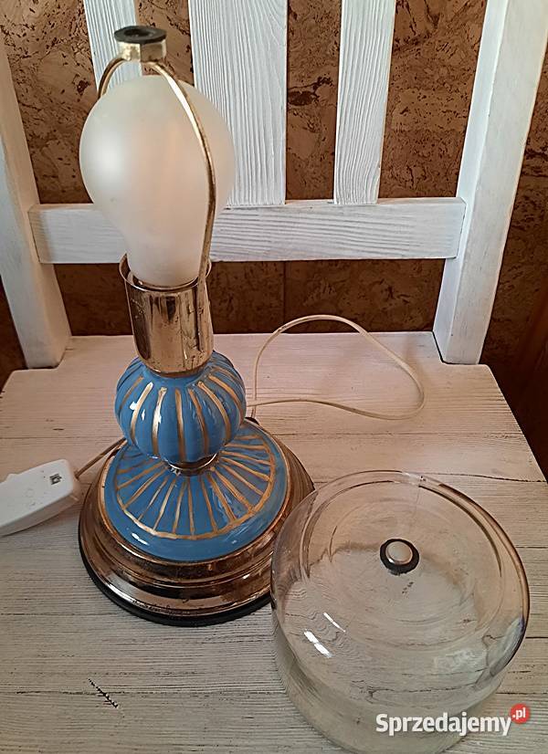 Lampa na stolik z kloszem 3 z PRL Pozostałe Ostrów Wielkopolski