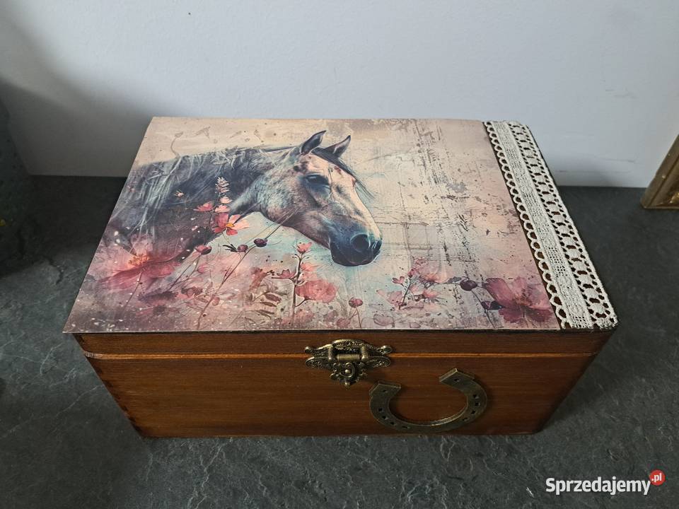 Szkatułka z koniem kufer drewniany handmade Kędzierzyn-Koźle sprzedam