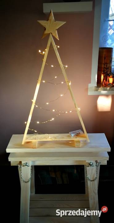 Świąteczna choinka drewniana choinka trókąt mała