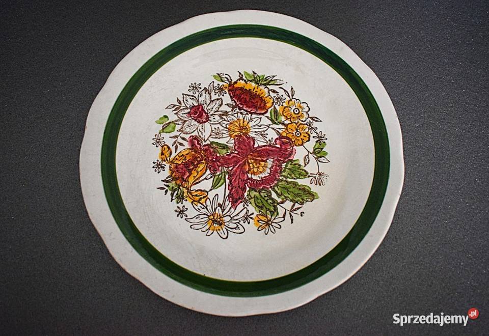 Talerz ceramiczny z motywem kwiatowym Chełmno