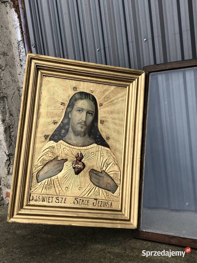 Polska ikona przedwojenna Najświętsze serce Łowicz