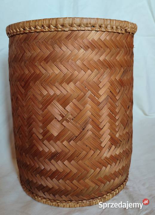 Piękny stary pleciony kosz ratanowy osłonka boho pomorskie Gdańsk