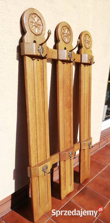 Wieszak stylowy na ścianę dębowy deski