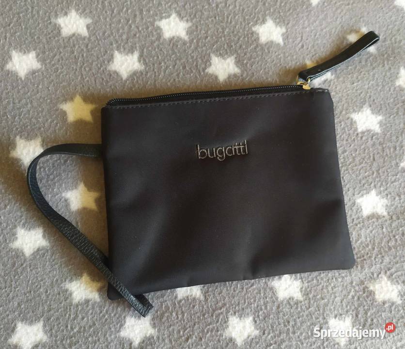 Kosmetyczka bugatti Czarna skórzane paski 15cm Lublin