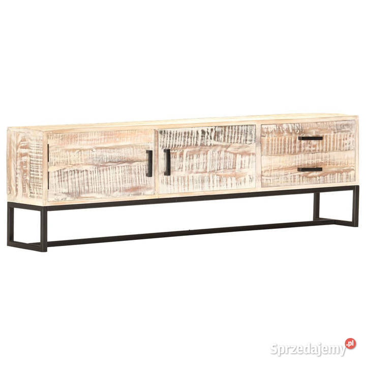 Szafka pod TV biała 140 x 30 x 45 lite drewno Warszawa