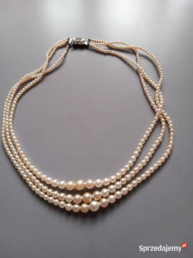 Kolia naszyjnik ze sztucznych pereł vintage PRL śląskie Tychy