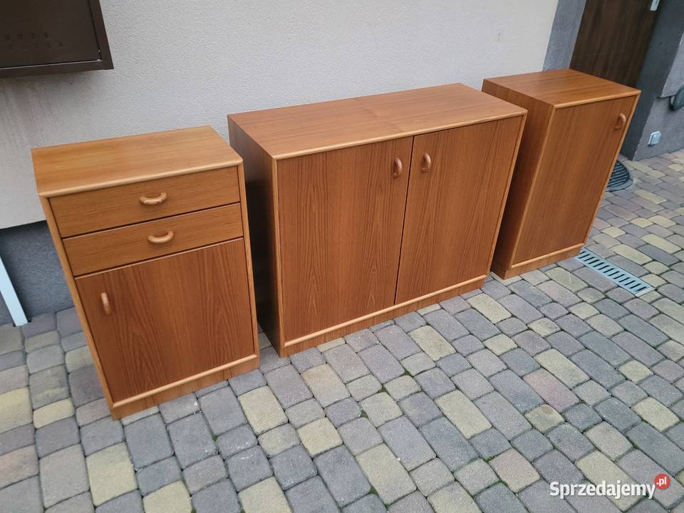 Tekowe Duńskie Szafki Meble Drewniane Komplet Częstochowa sprzedam