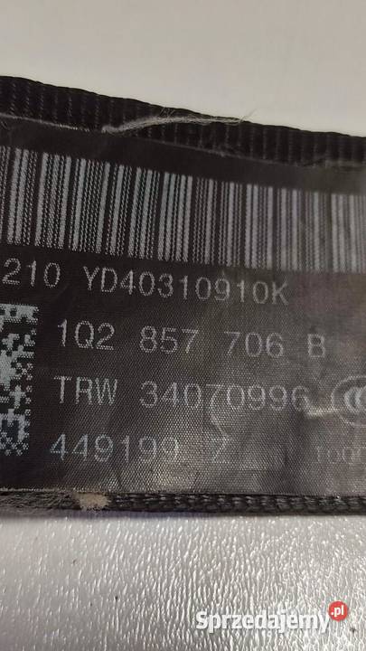 VW EOS PAS BEZPIECZEŃSTWA PRAWY PRZÓD 1Q2857706B
