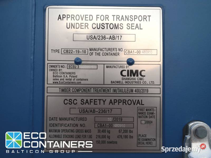 Kontener morski 20dc nowy magazyn
