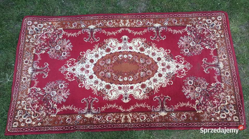Wełniany dywan w czerwony wzór ok 150x270 łódzkie