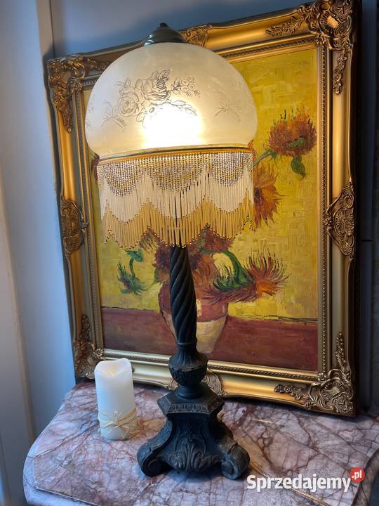 Antyk XIX wieczna przepiękna lampa z metalu