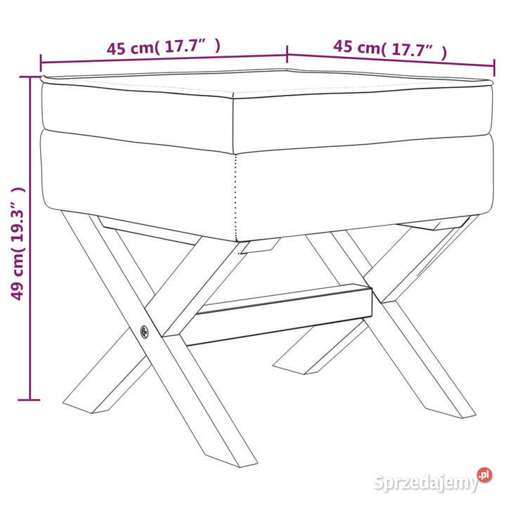 Stołek ze schowkiem 45x45x49 obity lnem WM344515 Warszawa