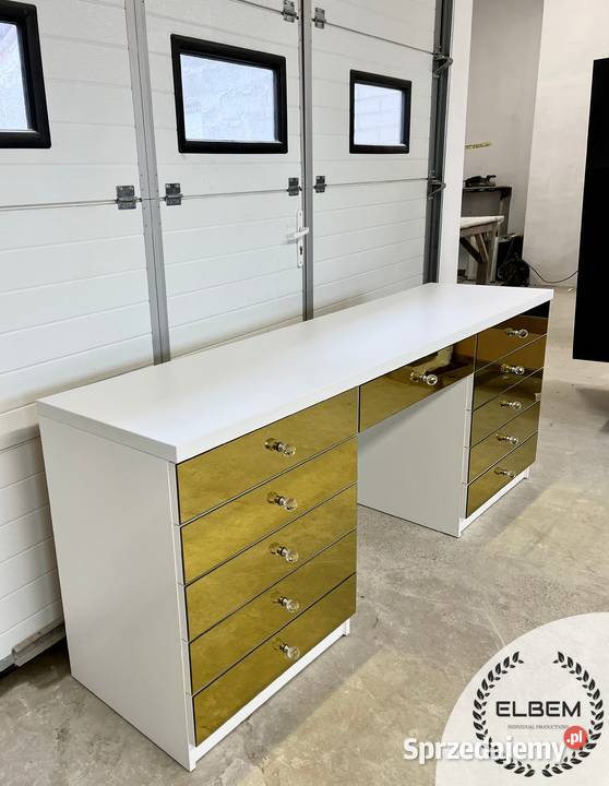 Toaletka w stylu Glamour złote szklane fronty 80cm Warszawa