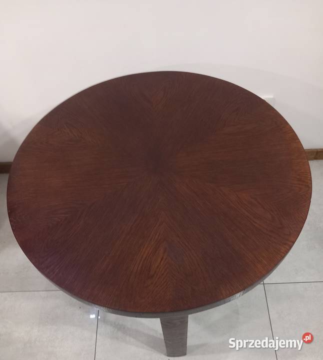 Okrągły kawowy dębowy stolik Art Deco Bielany Wrocławskie
