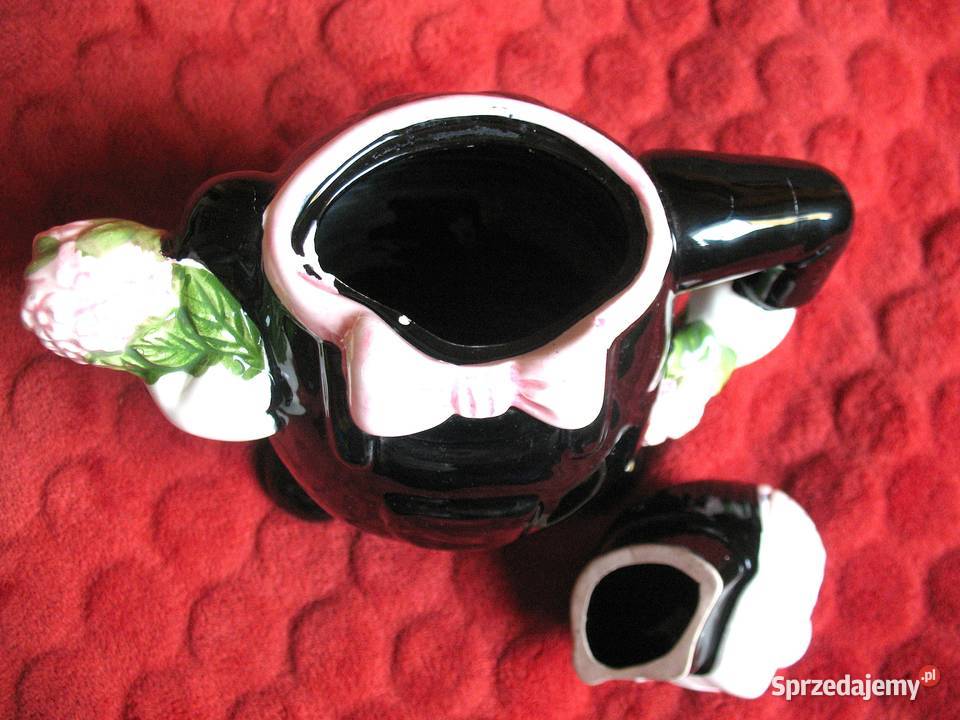 Dzbanek do kawy i herbaty ceramika 21 x 21 x 12 czarny Siedlce