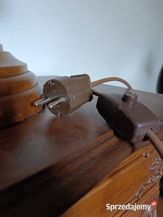 Lampa stołowa dębowa z pięknym abażurem kujawsko-pomorskie