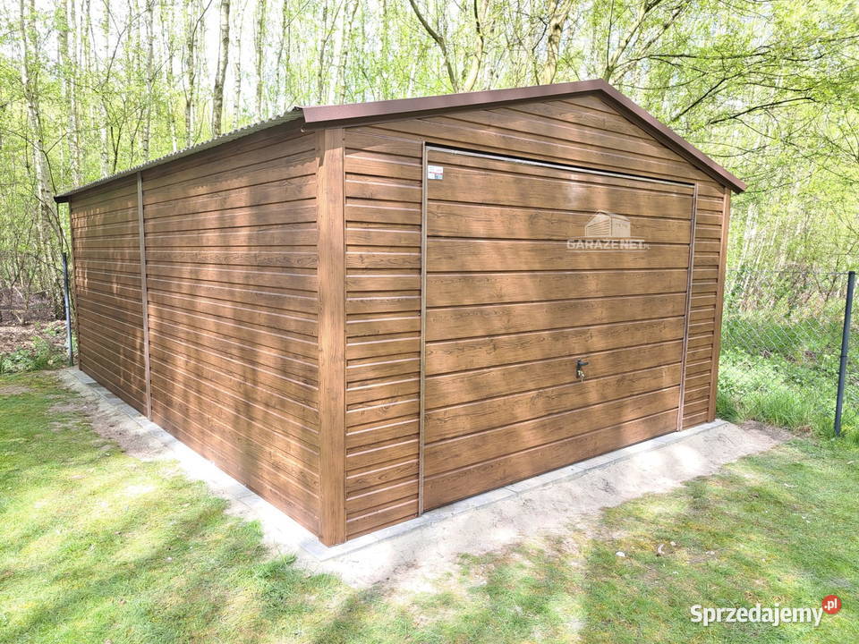 GARAŻ BLASZANY 4x6 BRAMA UCHYLNA DREWNOPODOBNY Łapanów