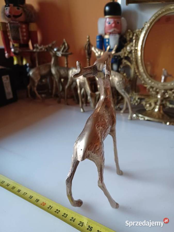 Piękna mosiężna figura jelonka Figurki i rzeźby wielkopolskie Poznań sprzedam