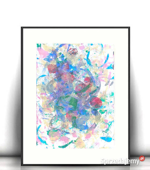 abstrakcja malowana ręcznie nowoczesna grafika wielokolorowy sprzedam