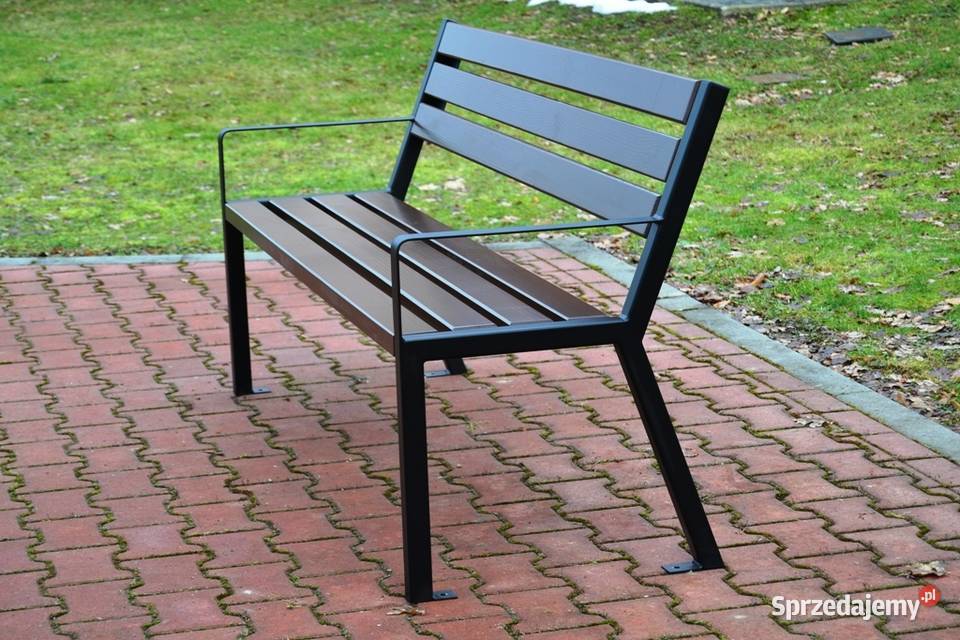 Ławka z oparciem ogrodowa parkowa stalowa loft