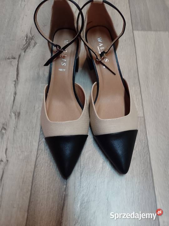 41 Ekskluzywne beżowo czarne czółenka wieczorowe Kraków