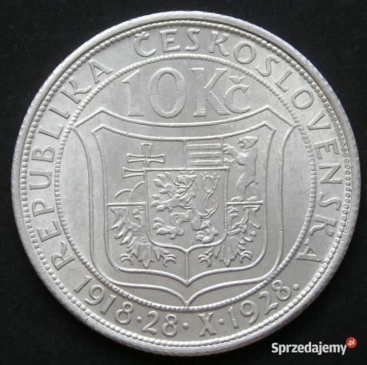 Czechosłowacja 10 koron 1928 Masaryk srebro stan