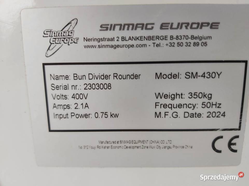 Dzielarka do bułek SINMAG z 2024zakres 40120 Gastronomia Bydgoszcz sprzedam