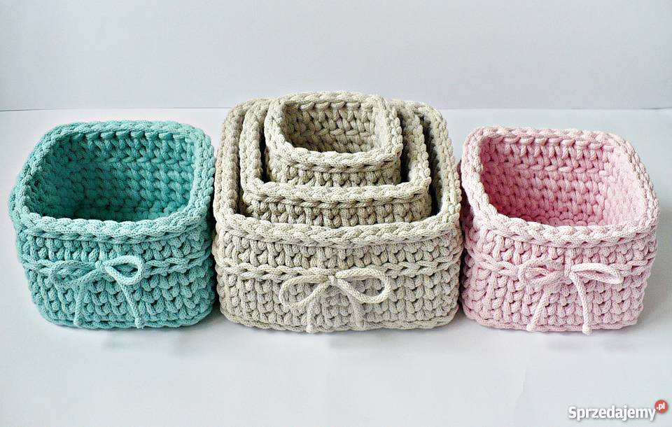 Koszyki kwadratowe bawełniane komplet 3