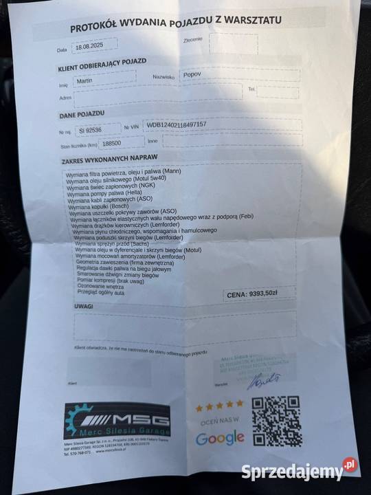 Mercedes W124 200E benzyna Siewierz