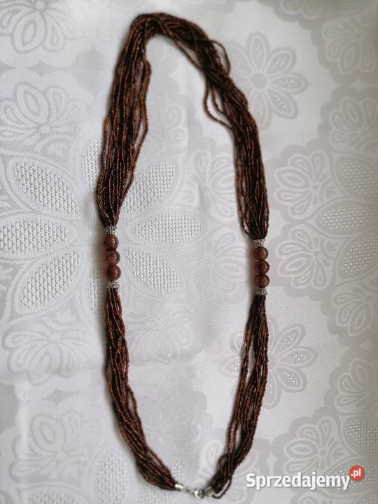 Naszyjnik wielowarstwowydrobne koraliki brązowe Biżuteria Łódź