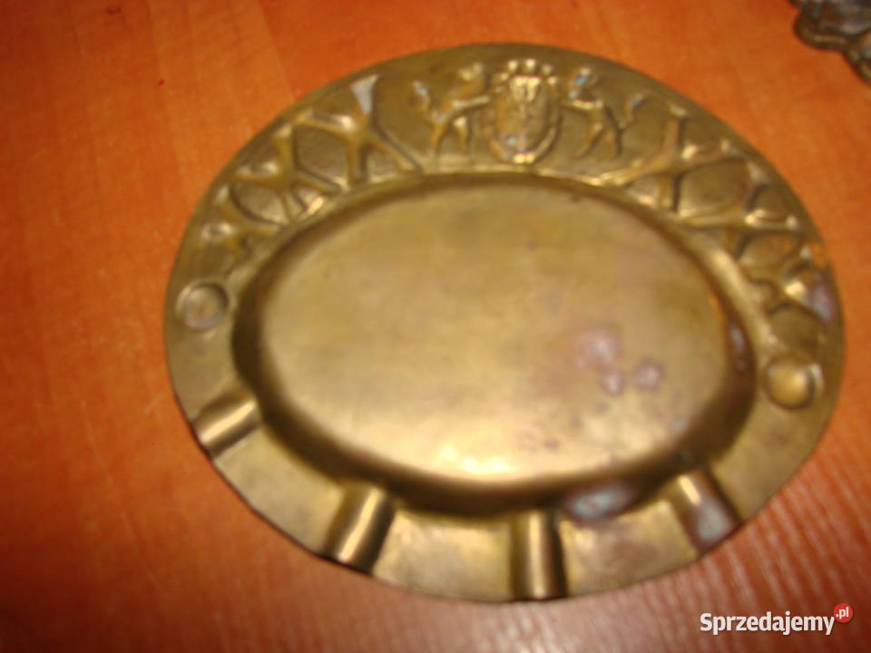 stara mosiężna popielniczka z herbem Gdańska Pozostałe Pruszcz Gdański