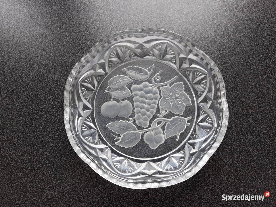 białe szkło talerz talerzyk owocowy wzór Gdańsk
