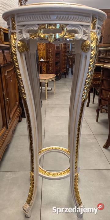 Piękny wysoki stolikkwietnik ecru złoconywys111 Meble Dąbrowa Górnicza sprzedam