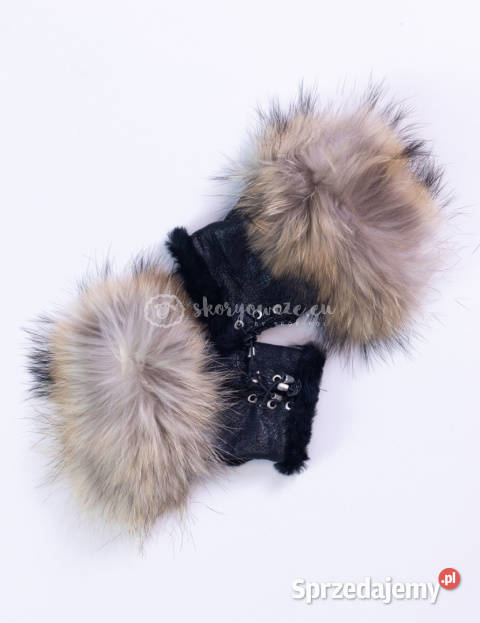 Rękawiczki damskie skórzane bez palcy mitenki z Szaflary