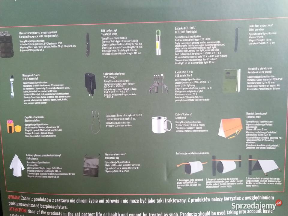 NOWY Plecak Survivalowy CZARNY z Niezbędnym Zabrze