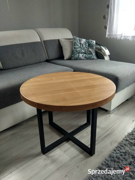 Stolik kawowy 70 dąb okrągły nowoczesny loft Warszawa sprzedam