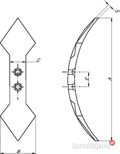 Redliczka 450x135x20 mm obracalna wygięta 2otw