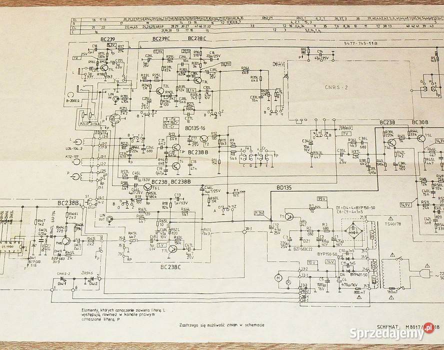 Schemat magnetofonu UNITRA M 8017 M 8018 Gliwice sprzedam