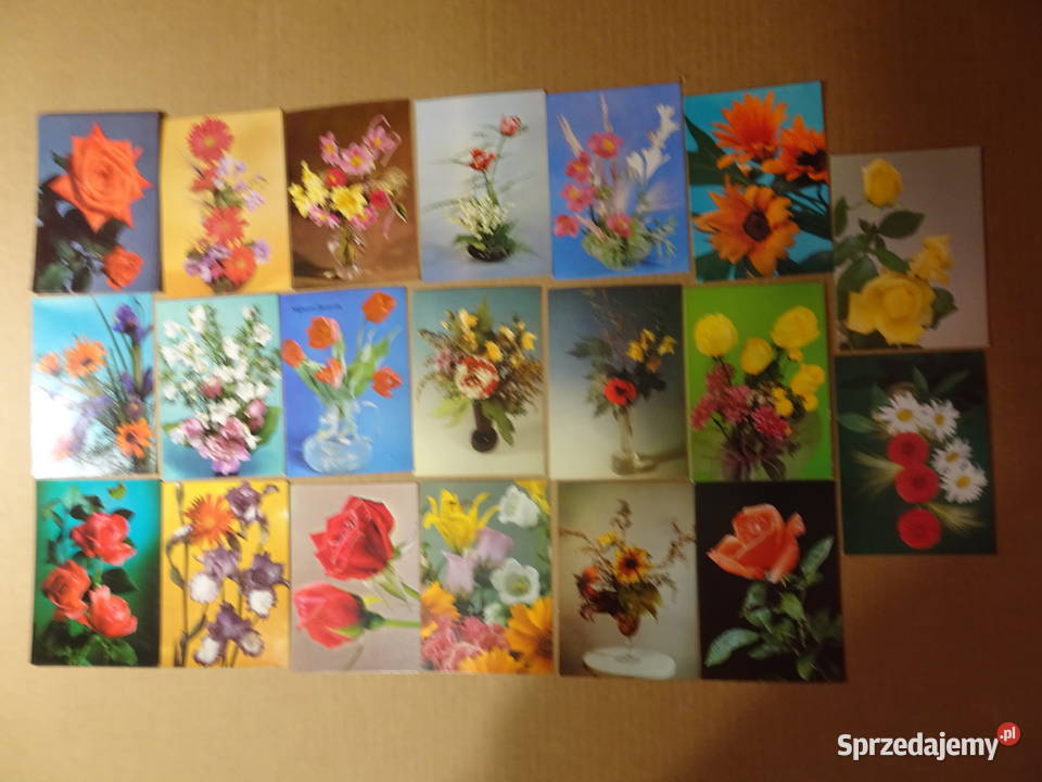 Kwiaty na pocztowkach czyste fotografie20 sztuk Grudziądz