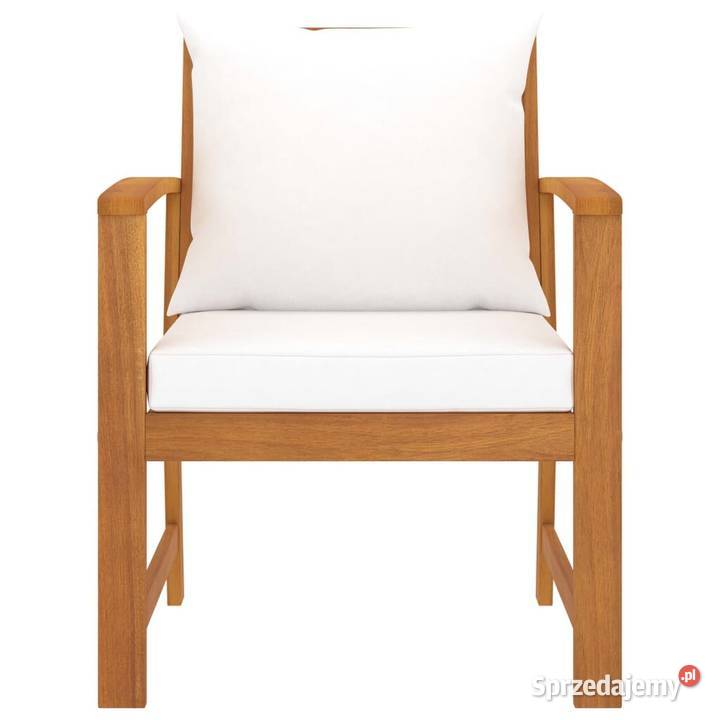 Krzesła ogrodowe 2 kremowe poduszki drewno Warszawa sprzedam