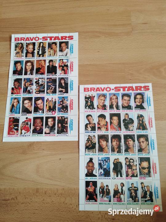 Znaczki Bravo Stars lata 1990 Wałbrzych sprzedam