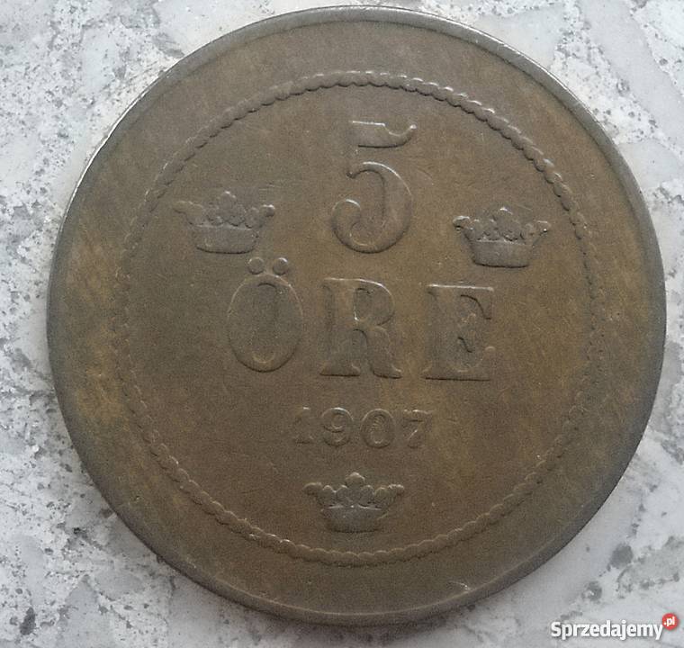 SZWECJA5 ORE1907 rBRĄZ Numizmatyka Legionowo sprzedam