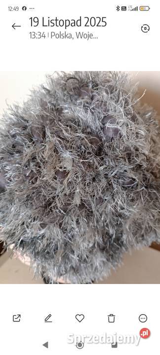 Czapka zimowa handmade szara Elz6 mazowieckie Otwock