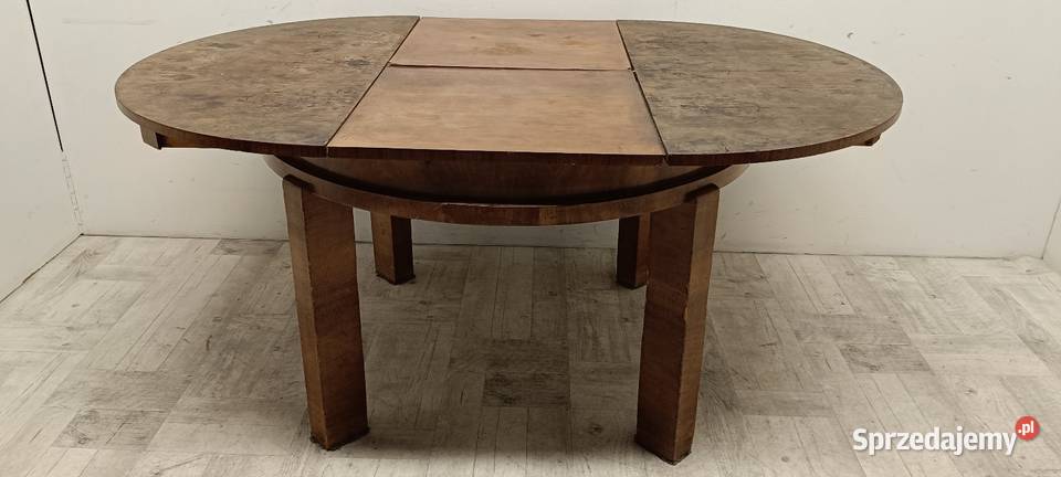 art deco stół fornir orzech okrągły rozkładany Radomsko